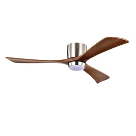 Heemab 52-Inch Ceiling Fan with Lights and Remote Control, Quiet Motor, 3 Wooden Blades, 6 Speed Levels, Stain Nickel and Walnut