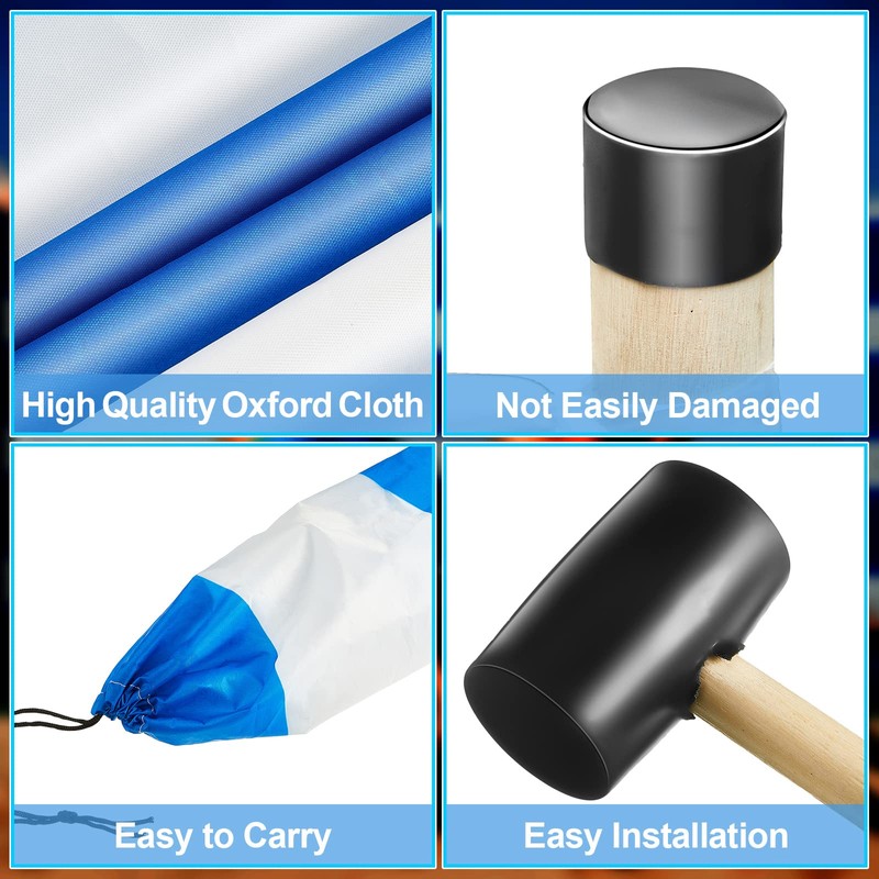 Beach Wind Screen 15.7ft Wind Blocker Beach Barrier Blue White