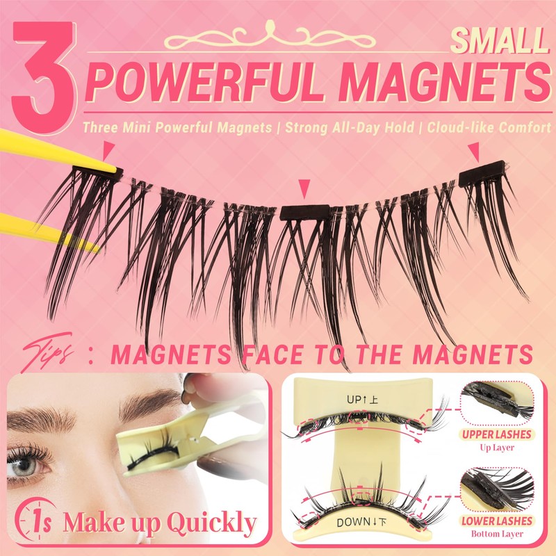 Ahrikiss Magnetic Eyelashes 1 Pair Reusable Magnetic Lashes with Applicator
