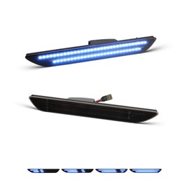 AreLokpri Dynamic Rear Side Marker Lights Compatible With 2015-2023 Ford Mustang Assembly, Side Bumper Marker Reflectors Lamp, Dual Rows Driver & Passenger Side Bumper Lights, Blue Smoked Lens 2PCS