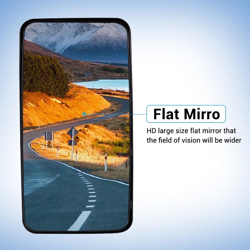 Black Rear View Main Door Mirror,Upper Flat Mirror, Left Drive