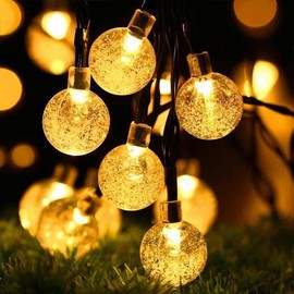 50 LED Bulbs Solar Patio Light String Lights for Backyard Balcony Bistro Garden, Yellow, ZK7M50L-Yel