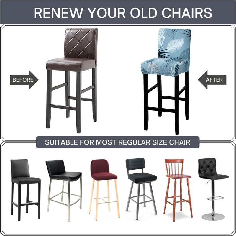 SearchI Bar Stool Covers Set of 4, Stretch Washable Barstool