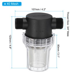 PATIKIL 3/4 Inch Male in-Line Strainer with 40 Mesh Stainless Steel Filter Screen Water Pump Filter for Garden Irrigation Pressure Washer Inlet