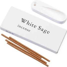 DANNY LIB White Sage Incense, Mini Incense Holder Included, Short, Burns for Approx. 25 Minutes, Easy, Smudging, Purifying, Aroma, Relax, Yoga, Meditation