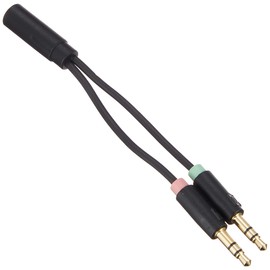 エレコム(ELECOM) オーディオ変換ケーブル (4極メス- 3極オス,×2) 3.5mm【マイク付きイヤホンをPCで使用するための変換ケーブル】 AV-35AD01BK