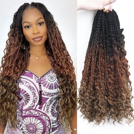 Goddess Crochet Braids Hair Extensions for Women 10 Inch 7 Packs 260g，#1B/30/27 Ombre Color Curly Boho Braids Crochet Hair