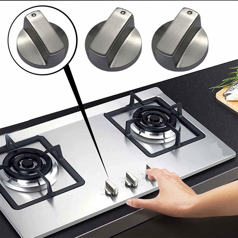 MIGUOSJIAONE 4 Pcs 6MM Gas Hob Knobs Silver Gas Stove