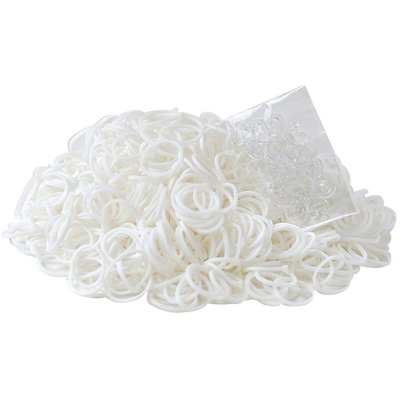 The Beadery White Wonderloom Bands, 600 RubberBand & 24 Clip