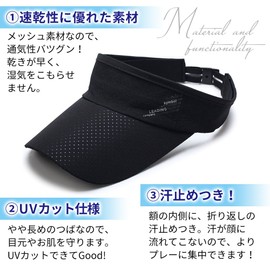 Panda Store Sports Sun Visor, Running, Golf Cap, Hat, Sweat Absorbent, Quick Drying, UV Protection, Sun Protection, Men's, Women's, UV Protection, Lightweight, navy