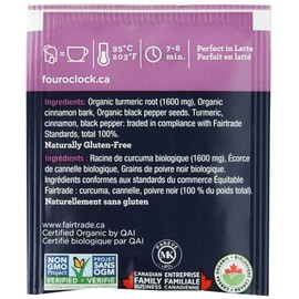 Four O'Clock Turmeric Cinnamon Herbal Tea Organic Fairtrade, Non-Gmo, Kosher, Gluten-Free, 80 Teabags