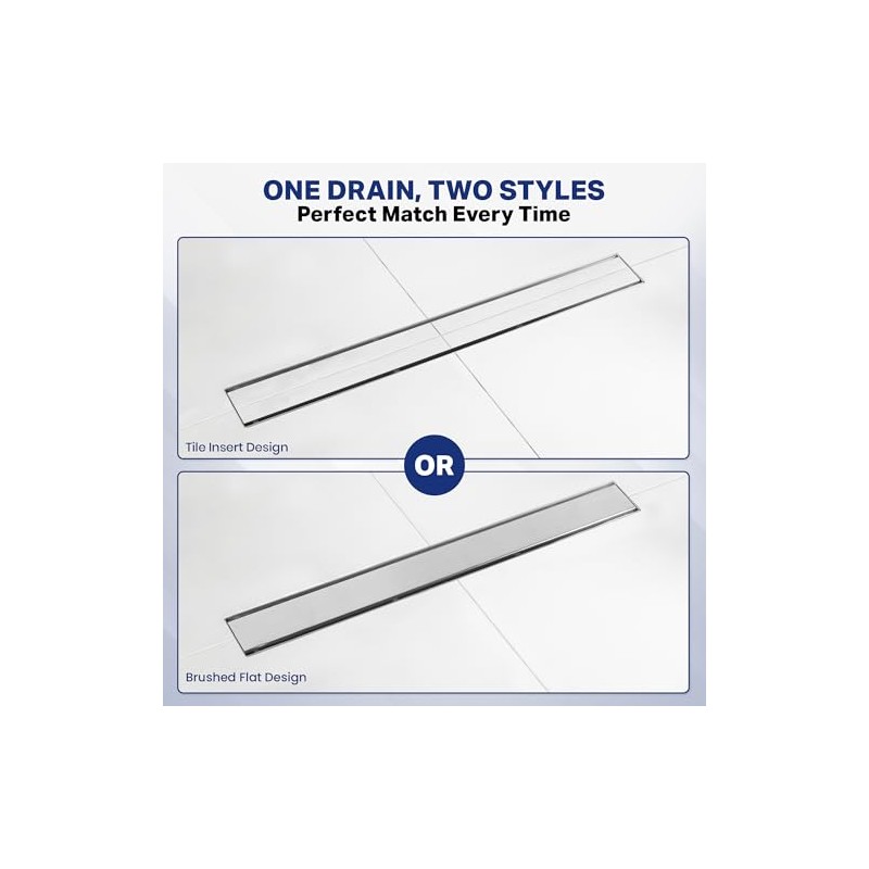 24-Inch Linear Shower Drain with Adjustable Cover & Hair Catcher