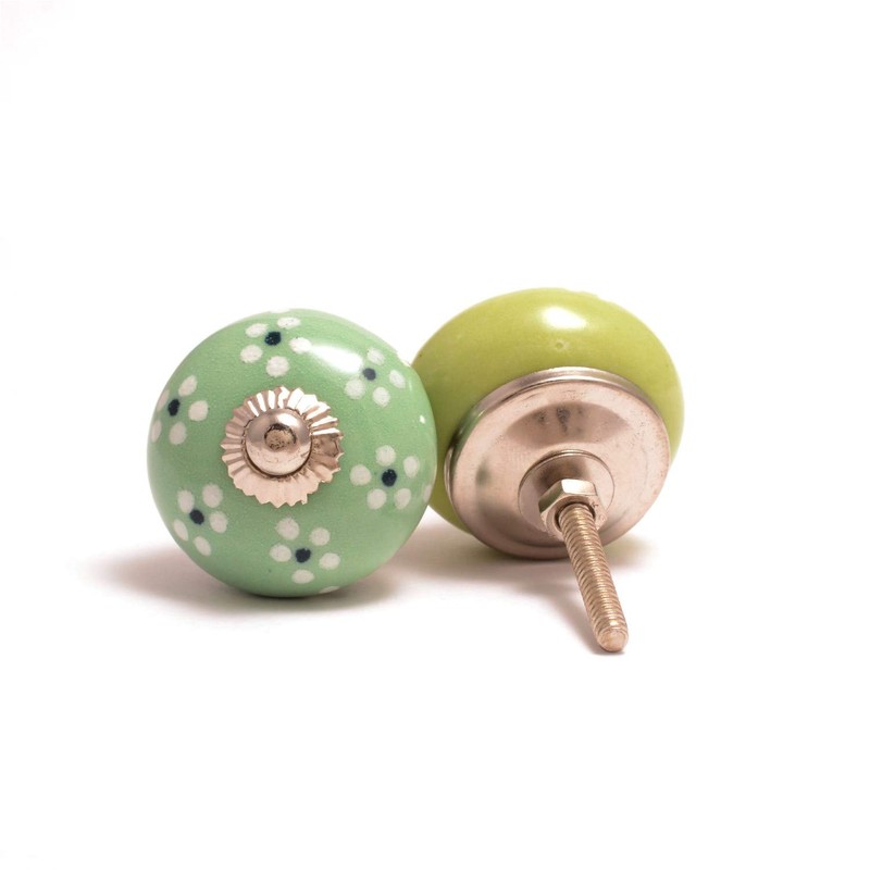 Eleet Handpainted Designer Ceramic Knobs - Pack of 12 Green