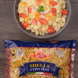 La Fe Shells Pasta 16oz - 3 Pack - Unenriched Semolina Wheat Pasta Italian Shells (Conchas) - Cholesterol & Sodium Free
