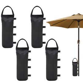 Huotflame Gazebo Weights Set of 4 Sandbags - Black PVC Tent Weights 50 x 20 cm - Weatherproof Sandbag Weights with Velcro and Carry Handle - Stabilisation for Gazebo, Garden, Beach, Mar