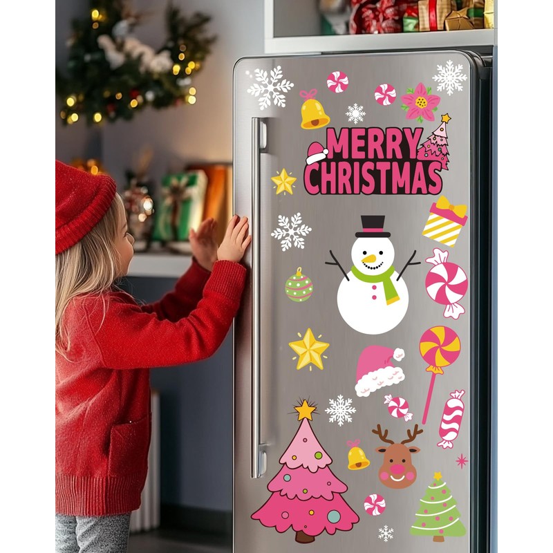 Christmas Window Clings Decorations - Cute Funny Double-Sided Static Stickers