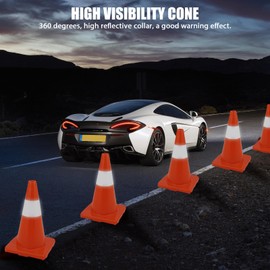 Traffic Cones 18 inch 20 Pack, Orange Safety Cones 18 inch PVC Cone with Reflective Collars Orange Construction Cones for Home Driveway Road Parking Use