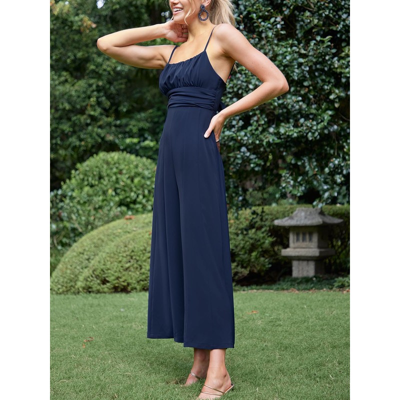 CUPSHE Women's Jumpsuit Sleeveless Ruffle Overall Cutout Tie Wide Leg