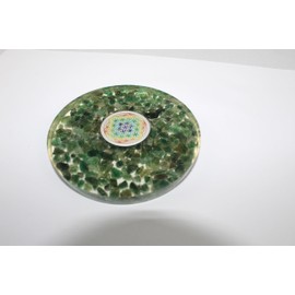 Prajet Energized Orgonite Healing Crystal Round Tea Coaster Approx. Diameter 3.5 inch thickness 0.5 inch (Green ave. Coaster Orgone)