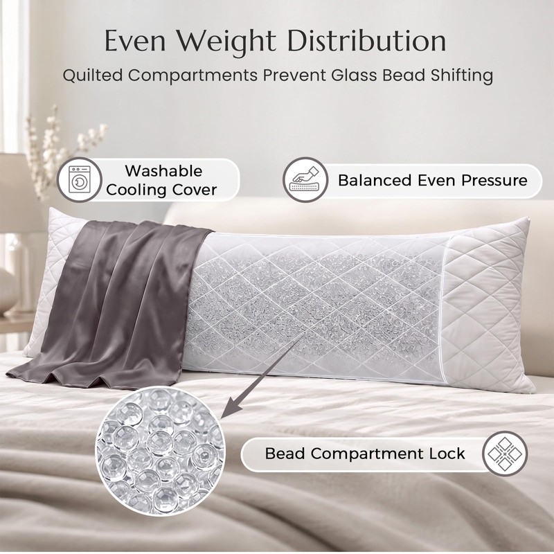 ZonLi Weighted Body Pillow 8.5 lbs, Cooling Bamboo Rayon Cover,
