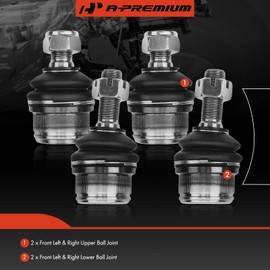 A-Premium Set of 4, Front Upper & Lower Ball Joint Kit, Compatible with Ford F-150 1980-1996, F-250 1980-1996, F-350 1980-1981, Bronco 1980-1996, Dodge Ram 2500 1994-1999, 4WD