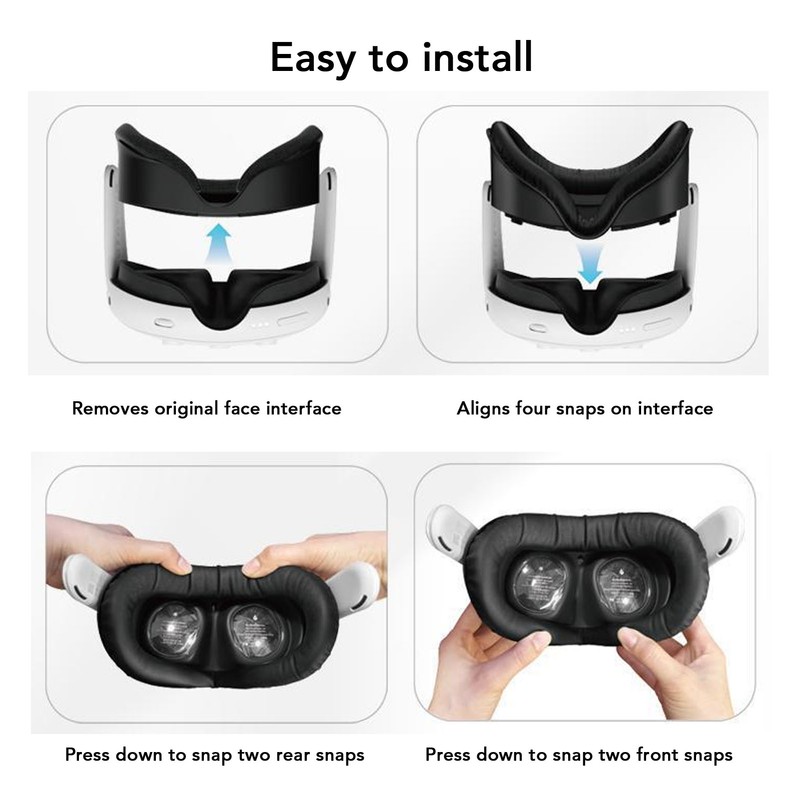 VR Face Pad Black Raised PU Leather Sweat Proof Light