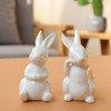 NOLITOY 2Pcs Ceramic White Rabbit, Easter Rabbit Figurines Statue Easter