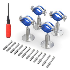 TAISHER 4PCS 304 Stainless Steel Wall Mount Ceiling Mount Adjustable Pipe Supports，Adjustable Pipe Strap Bracket Clamp，Suitable for 3/4 inch diameter tubes (25-28mm)，Adjustable Height 20-50mm