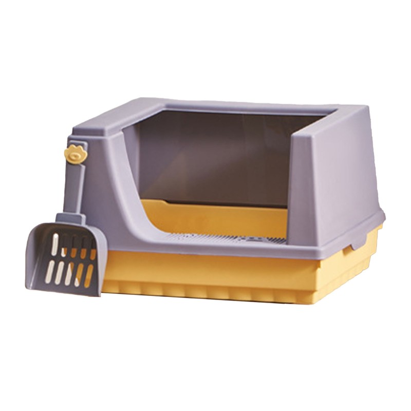 Cat Litter Box Semi Enclosed Heightened Fence Prevent Leakage Large