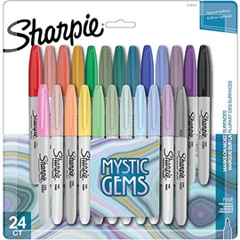 SHARPIE Marcadores permanentes, punta fina, con marcadores de color de gemas místicas, surtidos, 24 unidades