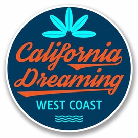 2 x 25cm/250mm Surf California West Coast USA Sticker Decal Laptop Car Travel Luggage Label Tag #9816