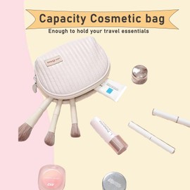 HUTUYIYI Small Cosmetic Bag, Elegant Makeup Bags,Travel Waterproof Toiletry Bag Accessories Organizer,Lipstick Pouch,Zipper Pouch,Bag for Purse for Women (1, Milk)