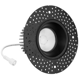 Maxxima 4 in. Trimless Ultra-Thin Recessed Anti-Glare LED Downlight Canless IC Rated 1000 Lumens 5 Color Temperature Selectable 2700K/3000K/3500K/4000K/5000K, Dimmable, Black, 5 CCT Slim J-Box Incl