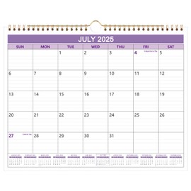 Qzyoneei Calendar 2025-2026, Wall Calendar from July 2025 to December 2026, 25-26 Calendar for Easy Planning School/Home/Office, 14.5"x11.5", Purple