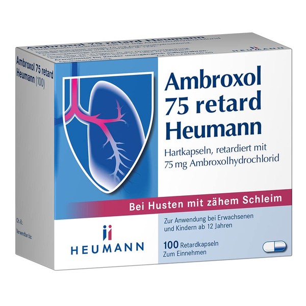 Ambroxol 75 Heumann, mucus remover for stuck cough with tough phlegm, 100 prolonged-release capsules