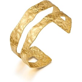 Hammered Chunky Cuff Bracelets for Women Vintage Boho Irregular Statement Bracelet Thick Arm Cuff Gold Silver Bracelet