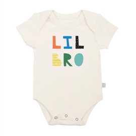 Finn + Emma - Organic Cotton Graphic White Baby Bodysuit for 6-9 Months - Soft and Comfortable Gender Neutral Baby Bodysuit - Funny Baby Bodysuit - Lil Bro Design