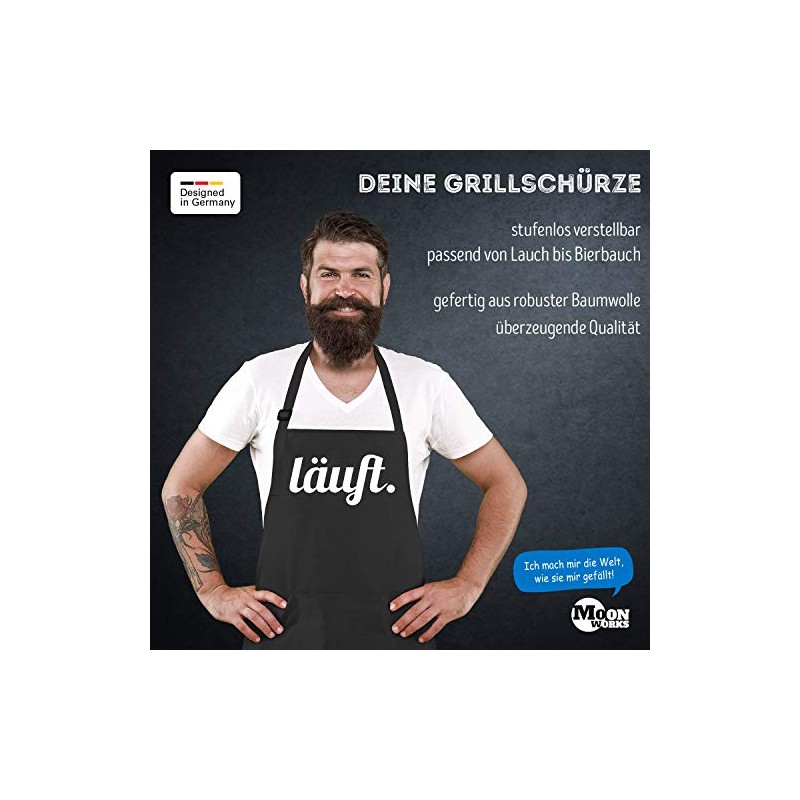 MoonWorks Robust BBQ Apron for Kitchen and Chef with German