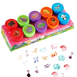 10pcs Stampers for Kids Animal Kids Stampers Set 5 Colors Party Favors Stampers Teacher Stamps Assorted Animal Stampers for Classroom Prize Birthday Party Supplies Favors Goody & Treat Bag Stuff