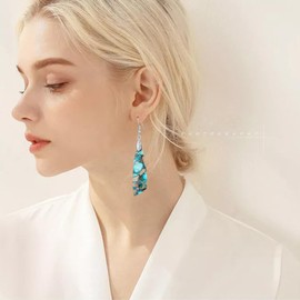 Women Boho Bule Imperial Jasper Stone Dangle Earrings Gift