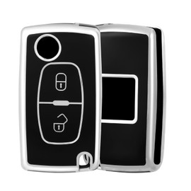 OFF WE GO OFF WE GO Autoschlssel Hlle TPU Schlsselhlle Cover fr Peugeot 207 307 308 407 408 3008 5008 Citroen C2 C3 C4 C5 C6 C8 Auto Schlssel Schlsselbox Damen M?nner Schlsselgeh?use, Schwarz Silber