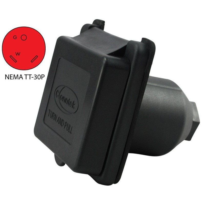 Conntek RV 30-Amp Straight Blade Black Squire Cover RV/Marine Inlet
