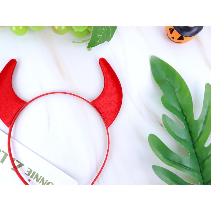 Dense Velvet Devil Horns Headband Red