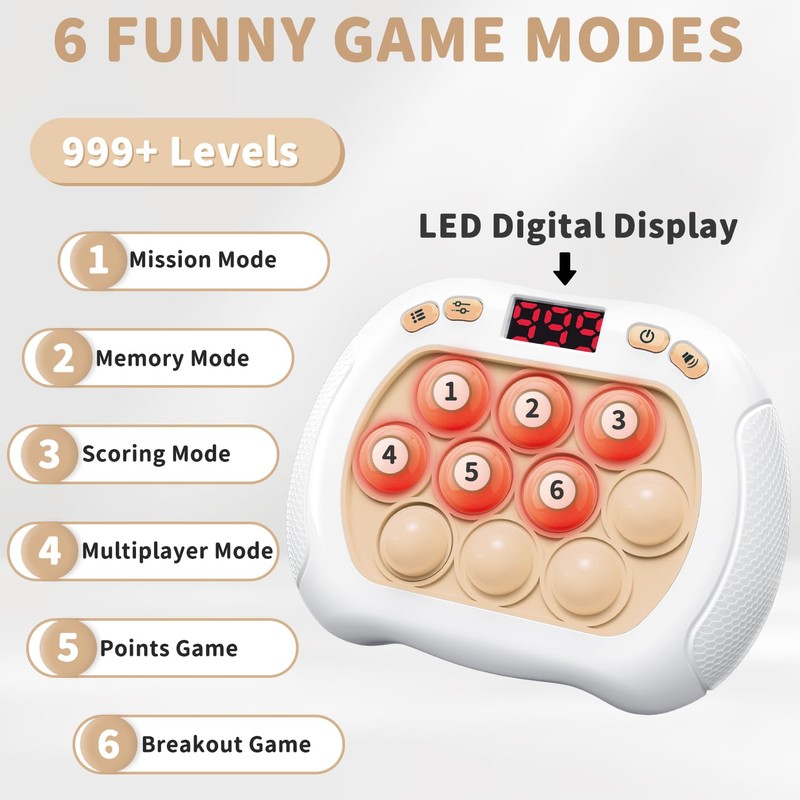 Intoypad Pop Game Light Up Fidget Toy for Kids, 6