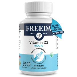 FREEDA Vitamin D3-1000 IU - Pure High Potency Kosher Supplement Tablets - Bone and Muscle Health, Calcium Absorption, Immune Support for Men and Women* - 100 Count