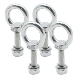 Anxingo 4Pcs 3/8"-26 x 3.16 Lifting Shoulder Eye Bolts, Stainless Steel Screw Bolt, Heavy Duty Lifting Ring Threaded Eyebolts with Washers and Nuts for Indoor Outdoor