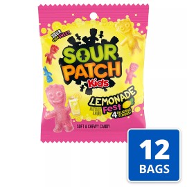 SOUR PATCH KIDS Lemonade Fest Soft Chewy Candy Pack of 12 Bags 3.61 oz