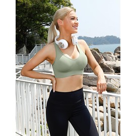 Leversic Women's Push Up Sports Bra Without Underwire Sports Bra Backless with Wide Straps for Better Support and Support, 1 x green.