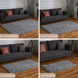 Evitany Area Rugs Fluffy Rugs Living Room Washable Rug Modern Anti Slip Carpet Fluffy Rugs for Bedroom(Grey, 80x120 cm)