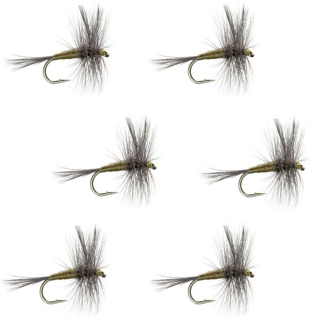 The Fly Fishing Place Blue Winged Olive BWO Classic Trout Dry Fly Fishing Flies - Set of 6 Flies Size 16